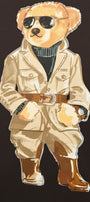 Kadın Oversize Sweatshirt Trench Bear Baskılı Kahverengi – Bisiklet Yaka, 3 İplik Şardonlu