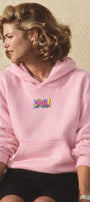 Kadın Oversize Hoodie 90’s Vibe Baskılı Pembe - Kapüşonlu, Kanguru Cepli, 3 İplik Polar