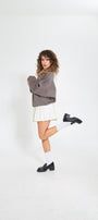 Füme Bisiklet Yaka Kadın No Fear Ön ve Baskılı Oversize Sweatshirt