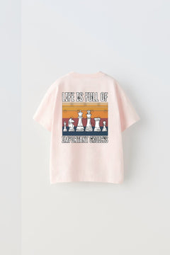 Life is Full Of Important Choices Yazılı Satranç Tasarım Baskılı Pembe Çocuk T-Shirt