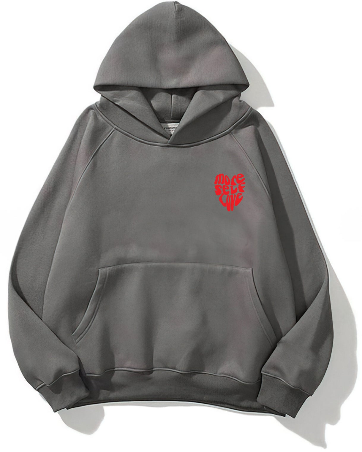 Kapüşonlu İçi Polar More Self Love Baskılı Füme Unisex Hoodie Sweatshirt