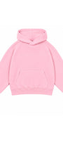 Kız Çocuk Oversize Basic Hoodie Sweatshirt Pembe – Kapüşonlu, Kanguru Cepli, 3 İplik Polar