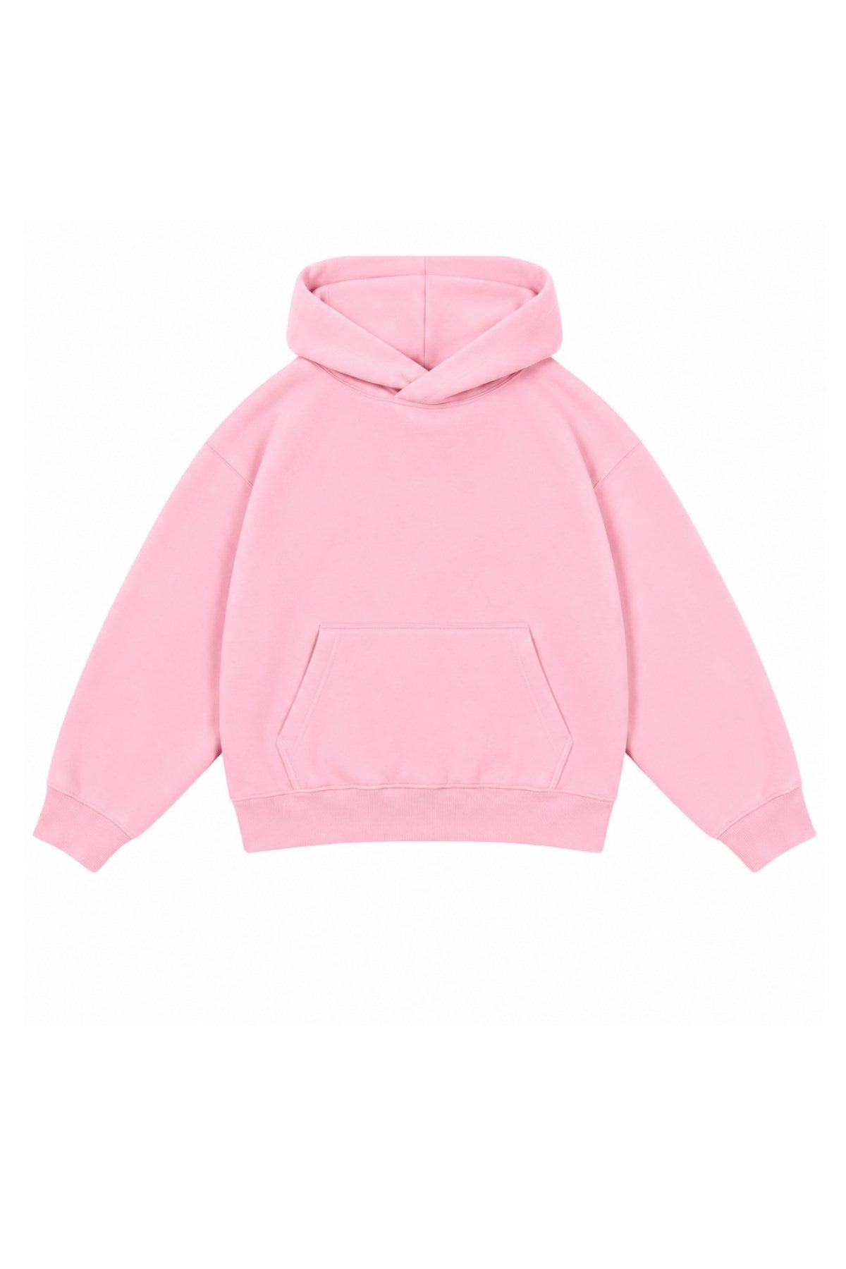 Kız Çocuk Oversize Basic Hoodie Sweatshirt Pembe – Kapüşonlu, Kanguru Cepli, 3 İplik Polar