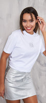 Taş Baskılı Beyaz Kadın T-Shirt