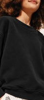 Kız Çocuk Oversize Sweatshirt Basic Siyah – Bisiklet yaka, 3 iplik şardonlu polar
