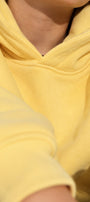 Erkek Çocuk Oversize Basic Hoodie Sweatshirt Sarı – Kapüşonlu, Kanguru Cepli, 3 İplik Polar