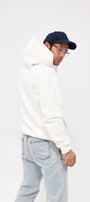 Kapüşonlu İçi Polar Eighty Five Yazı Baskılı Beyaz Oversize Hoodie Sweatshirt
