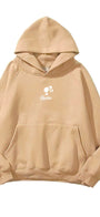 Kapüşonlu İçi Polar Think Of Barbie Baskılı Bej Unisex Hoodie Sweatshirt