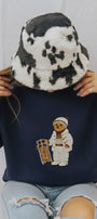 Kadın Oversize Sweatshirt Quiet Club 3D Baskılı Lacivert – Bisiklet Yaka, 3 İplik Şardonlu Polar