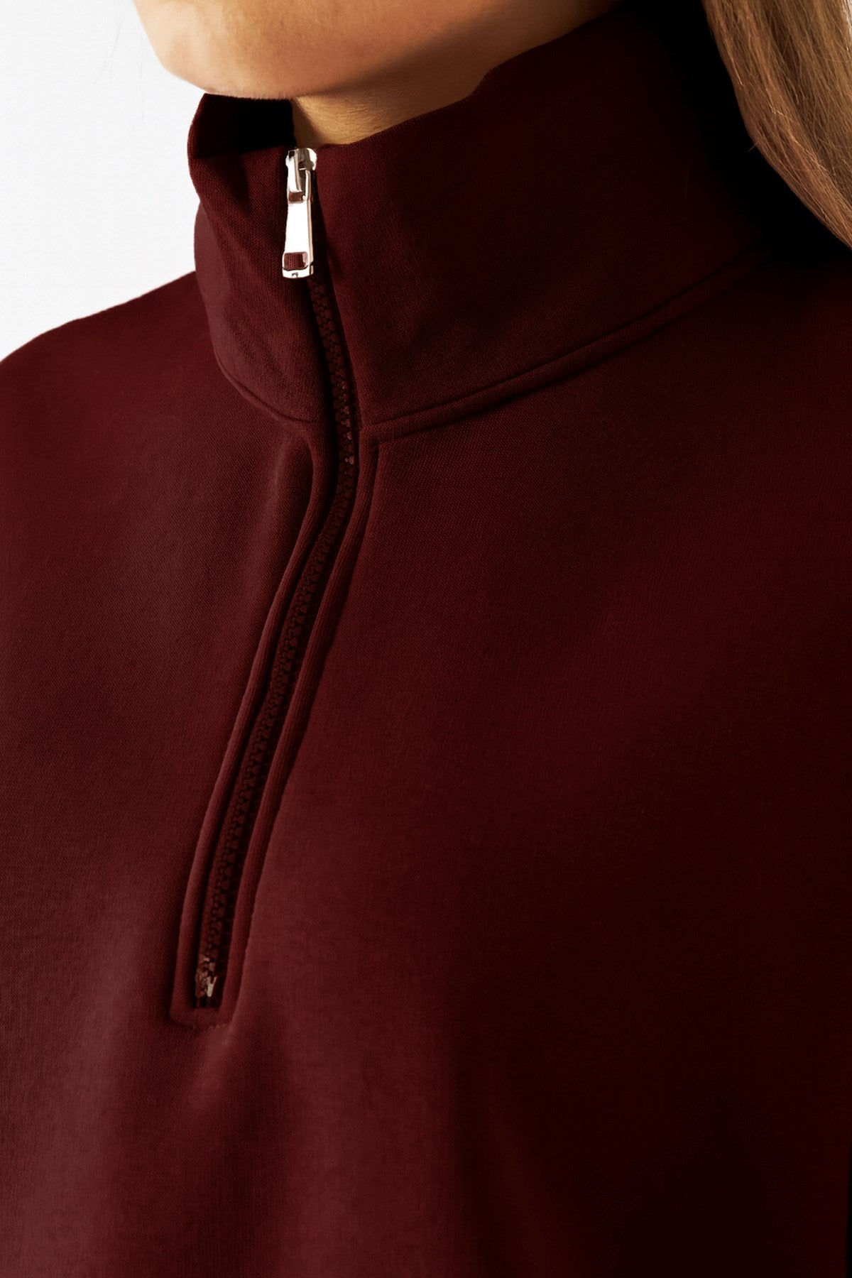 Unisex Oversize Eşofman Takımı Basic Bordo – Fermuarlı Dik Yaka, Lastikli Paça, 3 İplik Şardonlu Polar