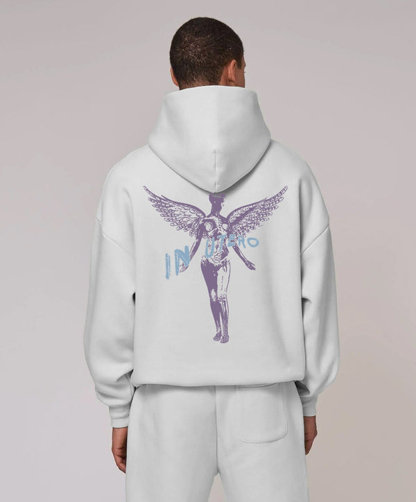 Beyaz Kapüşonlu İçi Polar Nirvana İn Utero Baskılı Unisex Hoodie Sweatshirt