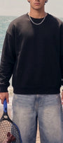 Erkek Oversize Sweatshirt Extinction Baskılı Siyah – Bisiklet Yaka, 3 İplik Şardonlu Polar