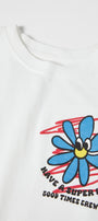 Have A Super Day Good Times Crew Yazılı Çiçek Tasarım Baskılı Beyaz Çocuk T-Shirt