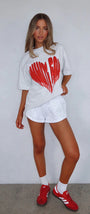 White Fox Beyaz Kadın Love Brust Baskılı Bisiklet Yaka T-shirt