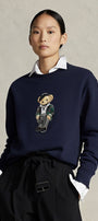 Kadın Oversize Sweatshirt Parisian Bear Baskılı Lacivert – Bisiklet Yaka, 3 İplik Şardonlu 