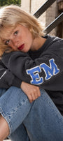Kadın Oversize Sweatshirt Empathy 3D Baskılı Füme – Bisiklet Yaka, 3 İplik Şardonlu Polar