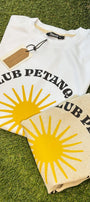 Kadın Oversize Tişört + Bez Çanta Hediyeli Kombin – CLUB PETANQUE Baskılı %100 Pamuk