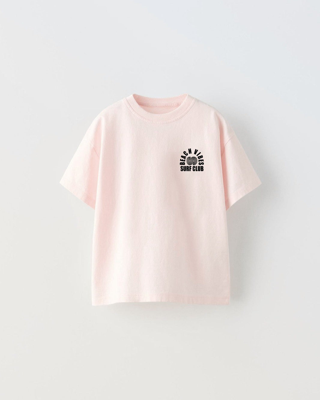 Beach Vıbes Surf Club Yazılı Ters S Tasarım Baskılı Pembe Çocuk T-Shirt
