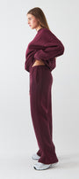 Unisex Oversize Eşofman Takımı Basic Bordo – Bisiklet Yaka, Boru Paça, 3 İplik Şardonlu Polar