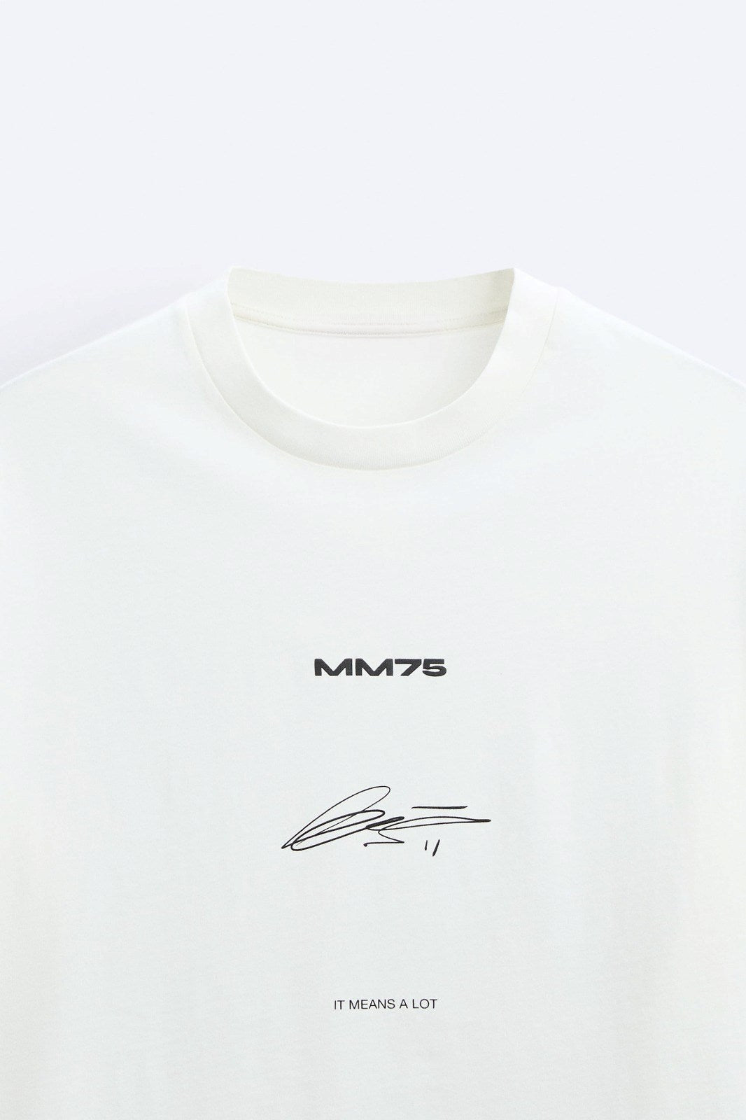 İmza Baskılı Oversize Beyaz Erkek T-shirt