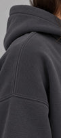 Kız Çocuk Oversize Basic Hoodie Sweatshirt Füme – Kapüşonlu, Kanguru Cepli, 3 İplik Polar