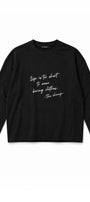 Kadın Relaxed Fit Sweatshirt Life Is Too Short Baskılı Siyah – Bisiklet Yaka, 3 İplik Şardonsuz