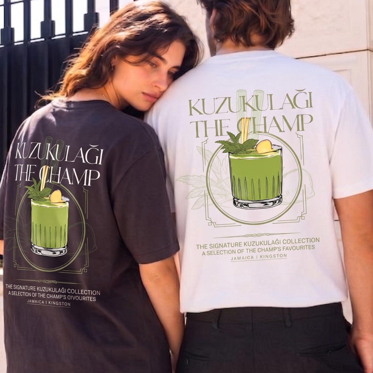 Unisex Oversize Tişört Kuzukulağı The Champ Baskılı Beyaz – Bisiklet Yaka, Rahat Kalıp, %100 Pamuk