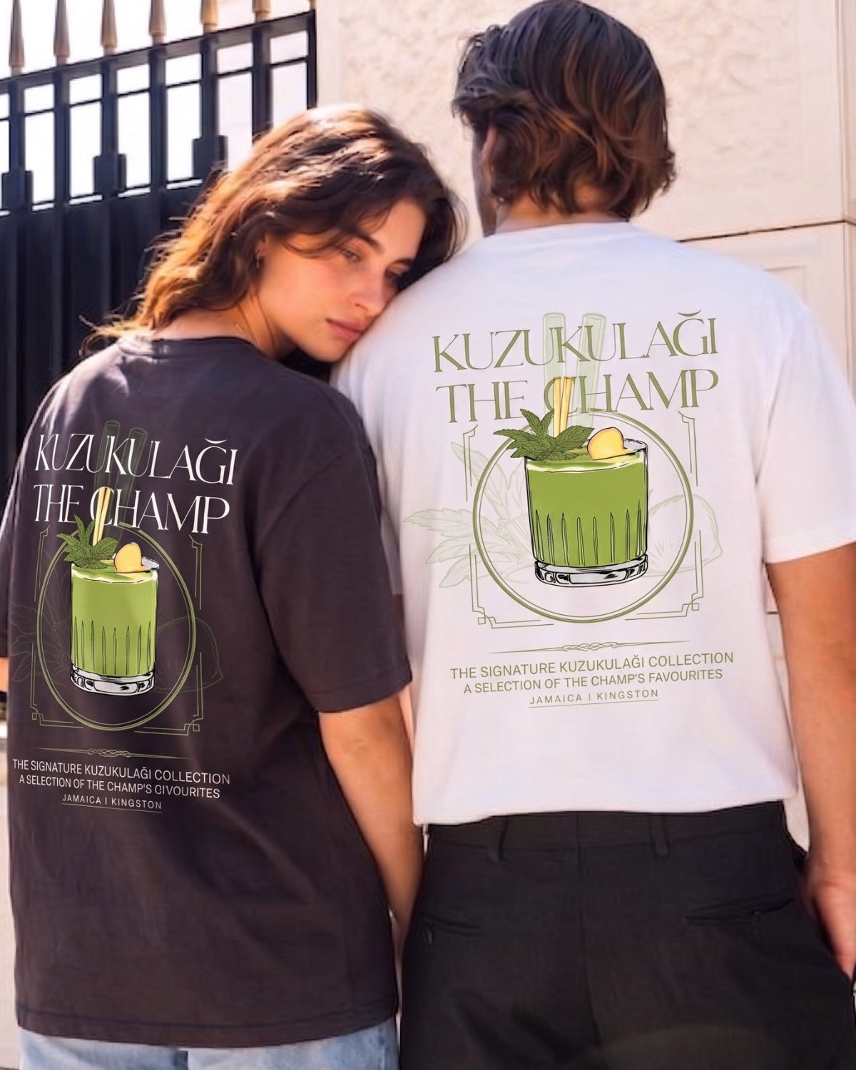 Unisex Oversize Tişört Kuzukulağı The Champ Baskılı Beyaz – Bisiklet Yaka, Rahat Kalıp, %100 Pamuk
