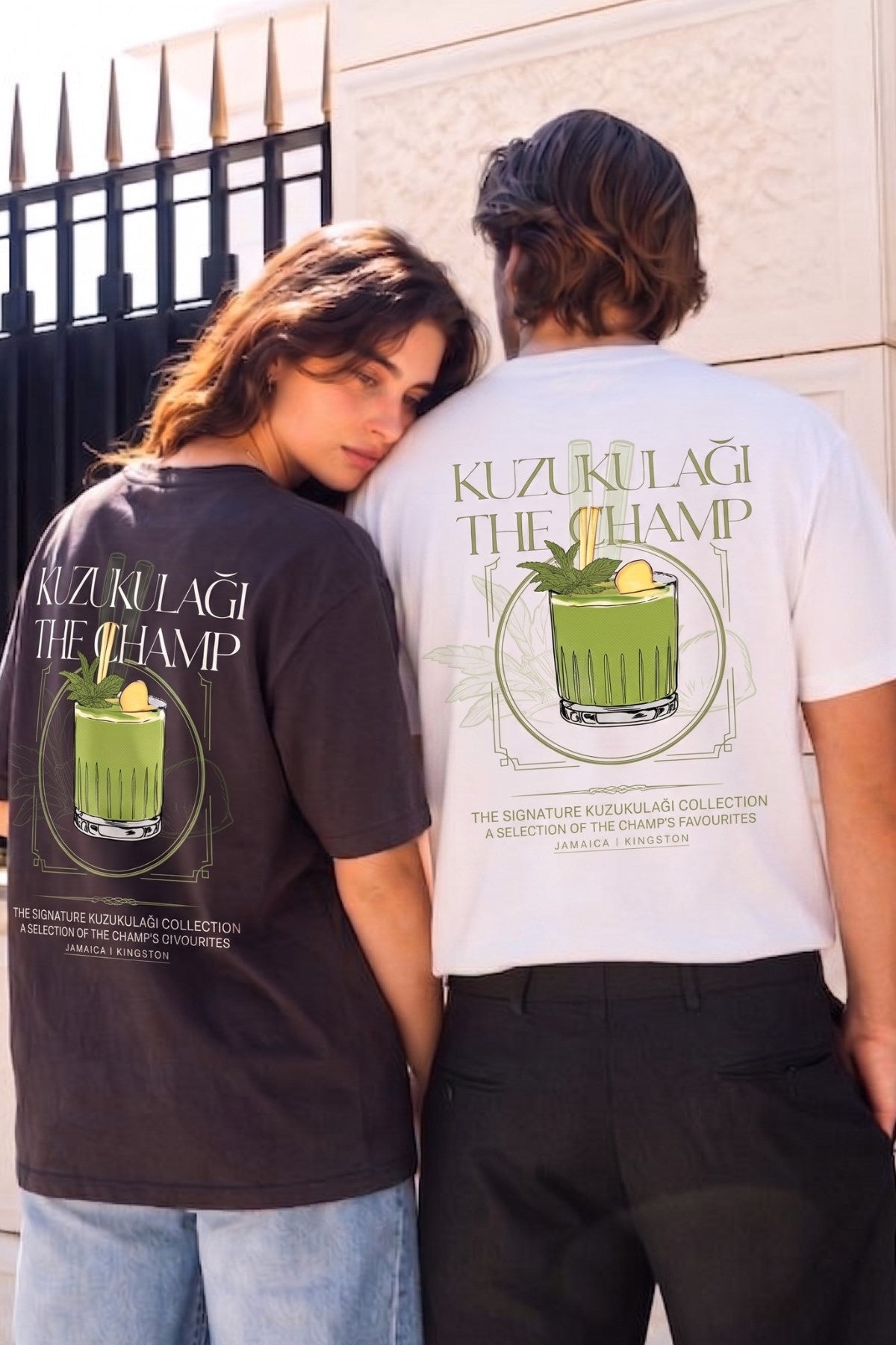 Unisex Oversize Tişört Kuzukulağı The Champ Baskılı Beyaz – Bisiklet Yaka, Rahat Kalıp, %100 Pamuk