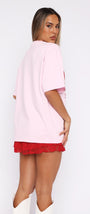 White Fox Pembe Kadın Capsule 09 Rodeo Crew Yazılı Bisiklet Yaka T-shirt