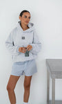 Gri Melanj Unisex Yüksek Baskılı Kapüşonlu Kanguru Cepli Oversize Hoodie