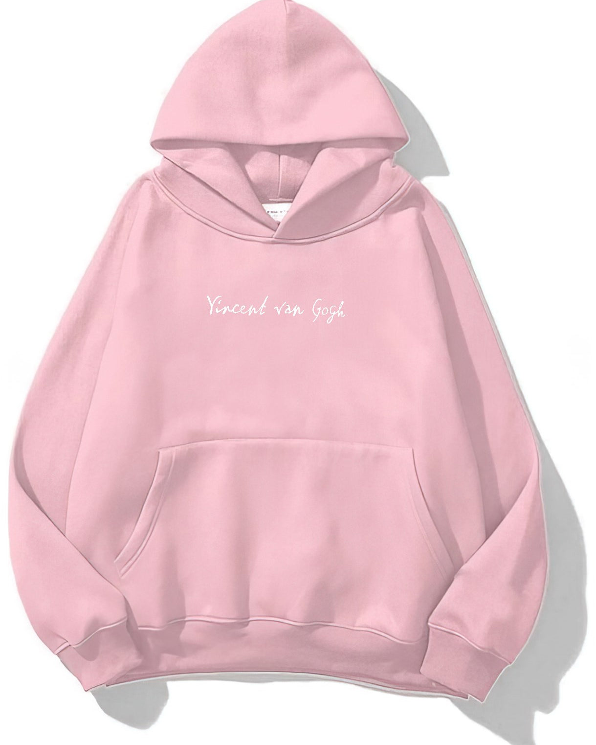 Kapüşonlu İçi Polar Vincent Van Gogh Baskılı Pembe Unisex Hoodie Sweatshirt