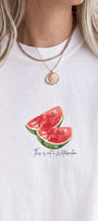 Kadın Oversize Tişört Watermelon Mood Baskılı Beyaz – Bisiklet Yaka, Rahat Kalıp, %100 Pamuk