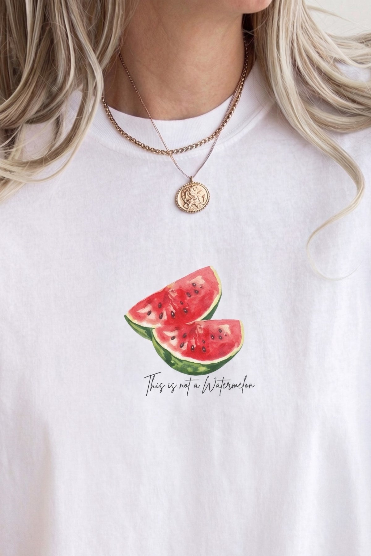 Kadın Oversize Tişört Watermelon Mood Baskılı Beyaz – Bisiklet Yaka, Rahat Kalıp, %100 Pamuk