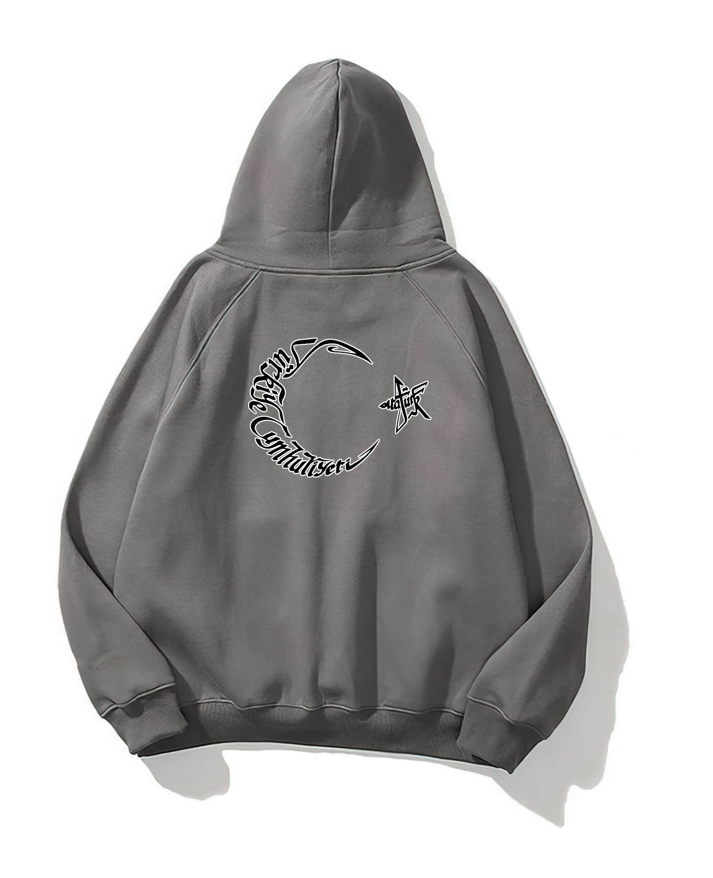 Kapüşonlu İçi Polar Kemal Atatürk İmzalı Baskılı Füme Unisex Hoodie Sweatshirt