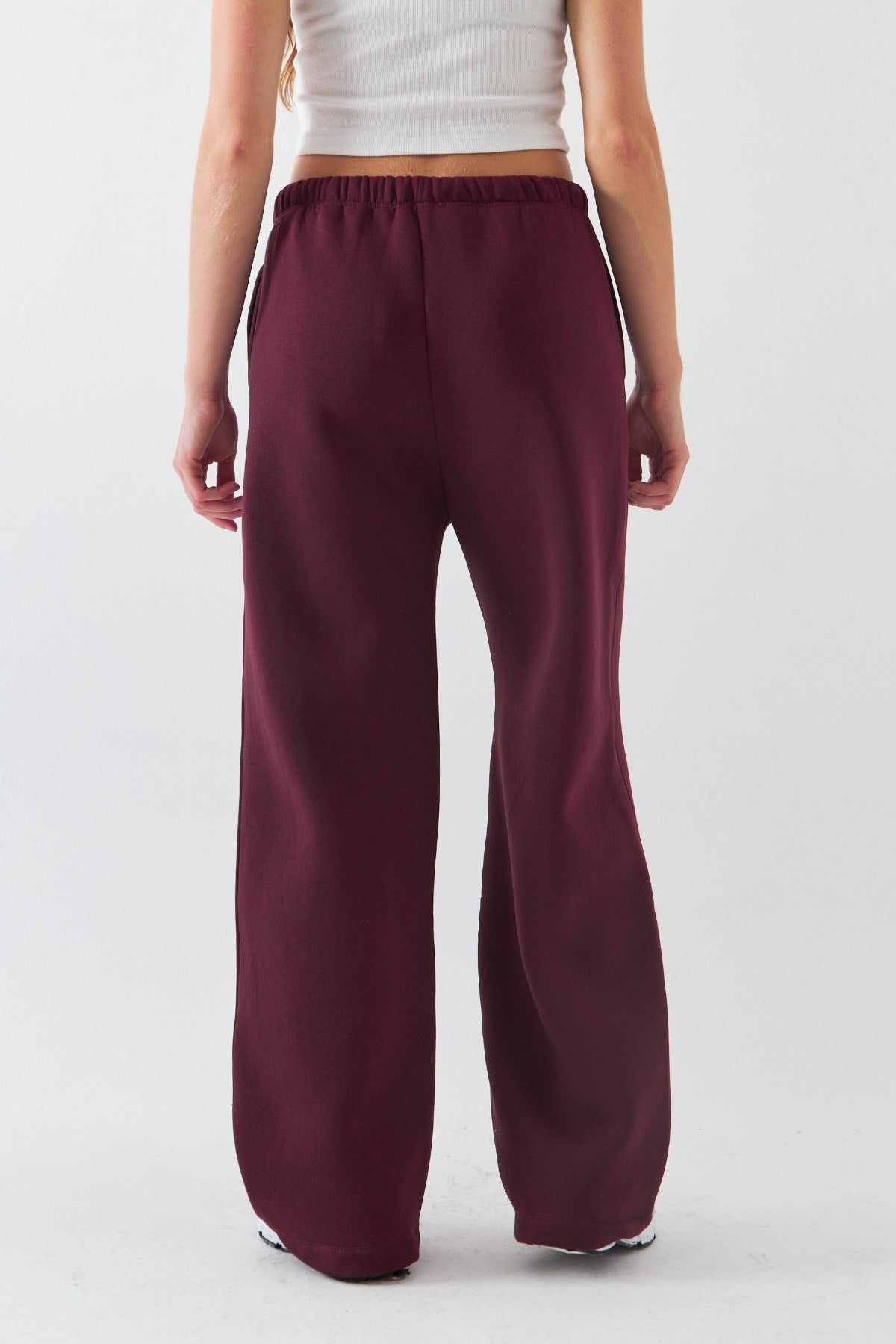 Oversize Unisex Eşofman Altı Bordo – 3 İplik Şardonlu, Bol Paça, Cepli, Modern Rahat Kesim