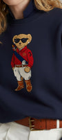 Kadın Oversize Sweatshirt Regatta Bear Baskılı Lacivert – Bisiklet Yaka, 3 İplik Şardonlu