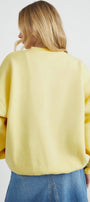 Kadın Oversize Sweatshirt Be Hot Baskılı Sarı – Bisiklet Yaka, 3 İplik Şardonlu Polar