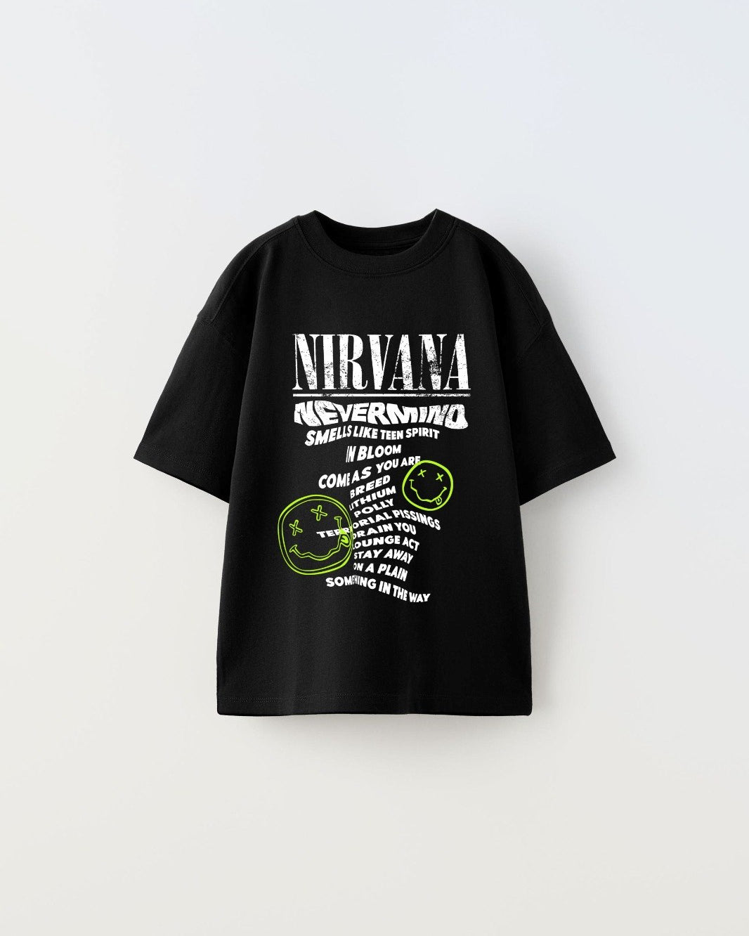 Nirvana Yazılı Smile Baskılı Siyah Çocuk T-shırt 