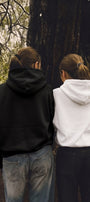Unisex 2’li Oversize Basic Hoodie Siyah & Beyaz – Kapüşonlu, Cepli, 3 İplik Şardonlu Polar