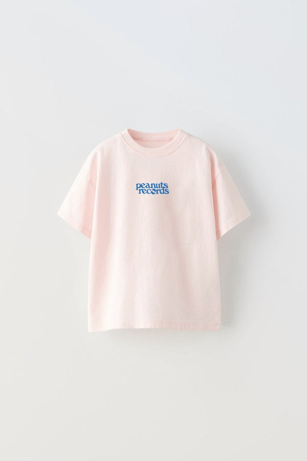 Peanuts Records Baskılı Pembe Çocuk T-shirt