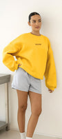 Kadın Oversize Sweatshirt CHMP STUDIOS Sarı – Bisiklet Yaka, 3 İplik Şardounlu Polar