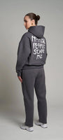 Kapüşonlu İçi Polar Normal People Scare Me Baskılı Füme Unisex Hoodie Sweatshirt