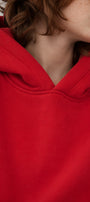 Erkek Çocuk Oversize Basic Hoodie Sweatshirt Kırmızı – Kapüşonlu, Kanguru Cepli, 3 İplik Polar