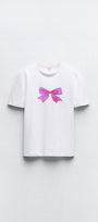 Fiyonk Tasarım Baskılı Beyaz Kadın T-shirt