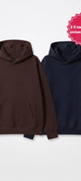 Unisex 2’li Oversize Basic Hoodie Kahverengi & Lacivert – Kapüşonlu, Cepli, 3 İplik Şardonlu Polar