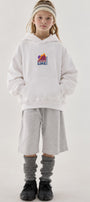 Kız Çocuk Oversize Hoodie Love Mount Baskılı Beyaz – Kapüşonlu, Cepli, 3 İplik Polar
