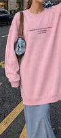 Kadın Oversize Sweatshirt Elbise Perfect Man Baskılı Pembe – Bisiklet Yaka, 3 İplik Şardonlu Polar