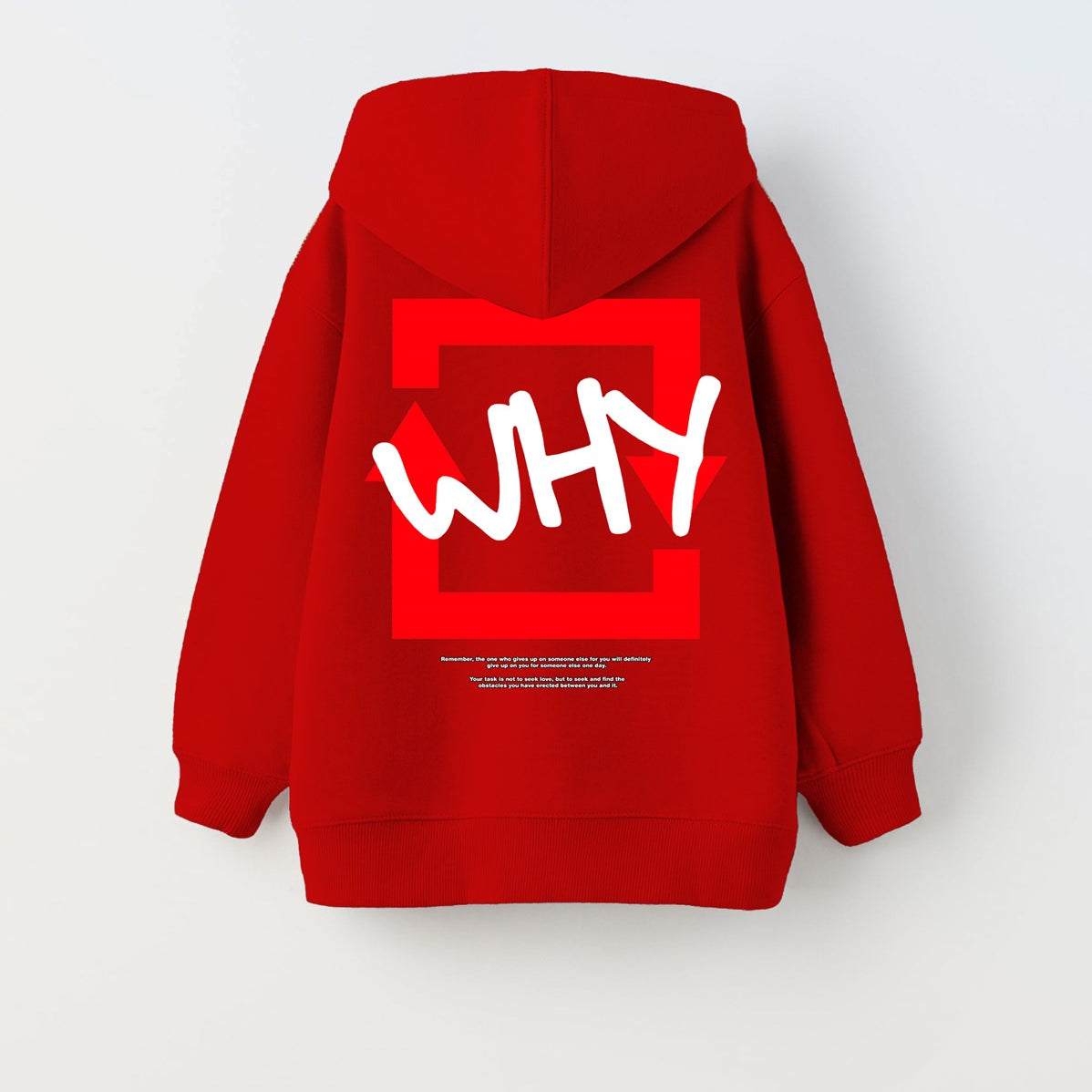 Kapüşonlu İçi Polar Why Baskılı Kırmızı Unisex Çocuk Hoodie Sweatshirt