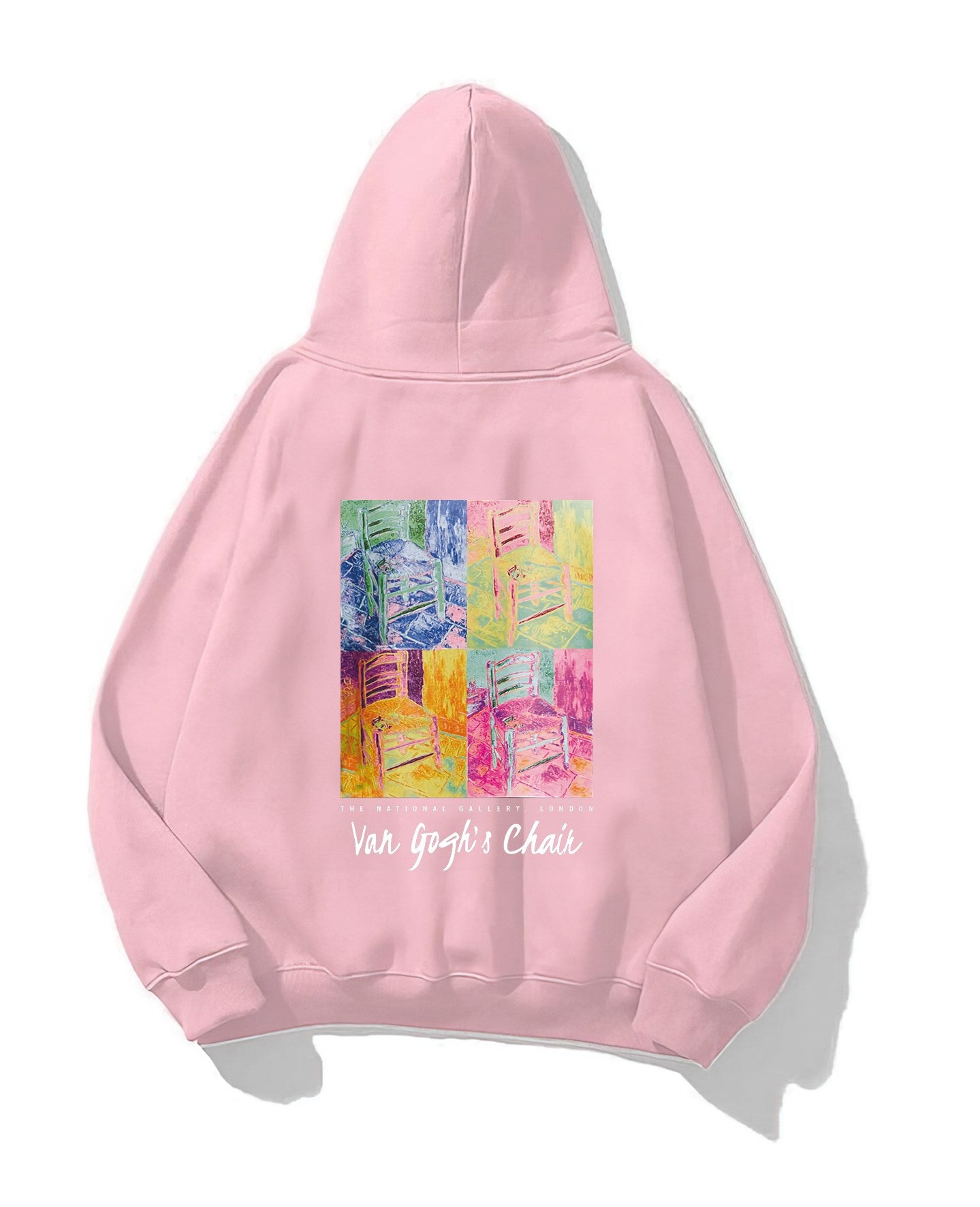 Kapüşonlu İçi Polar Van Gogh's Chair Baskılı Pembe Unisex Hoodie Sweatshirt
